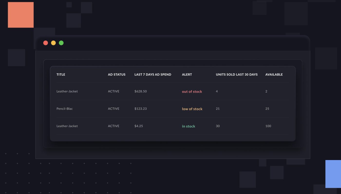 inventory dashboard